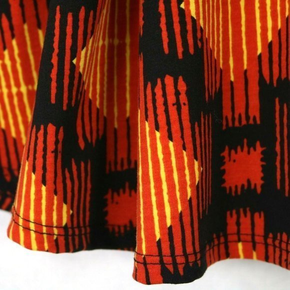 LuLaRoe Madison A-Line Pleated Skirt Orange Yellow Black M Medium - Picture 9 of 12